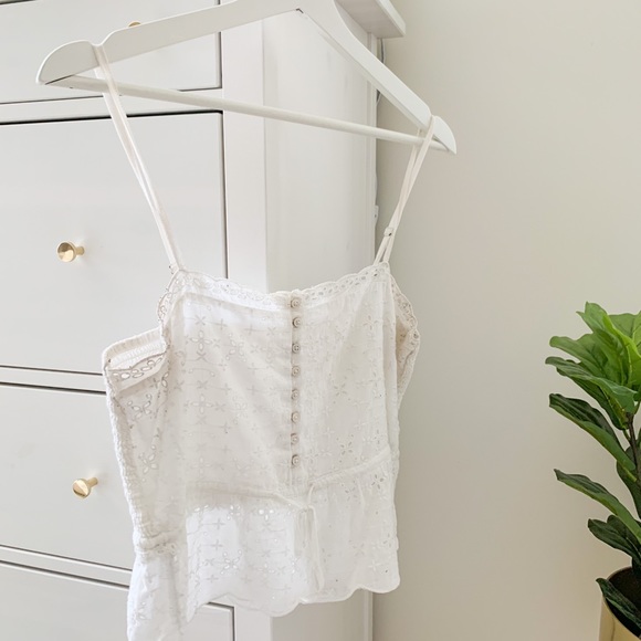 White Boho Lace Crop Top - Picture 1 of 2